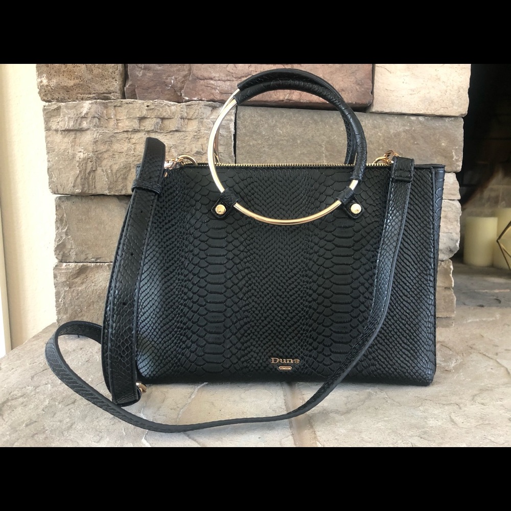 Dune Handbag/ Purse Black Snakeprint